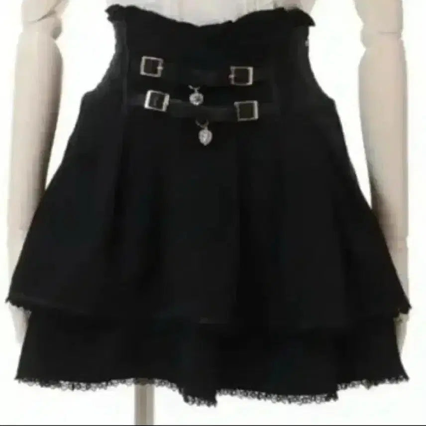 [BUNJANG] Lizlisa Double Buckle Skirt Black / 리즈리사 2연벨 스커트 블랙