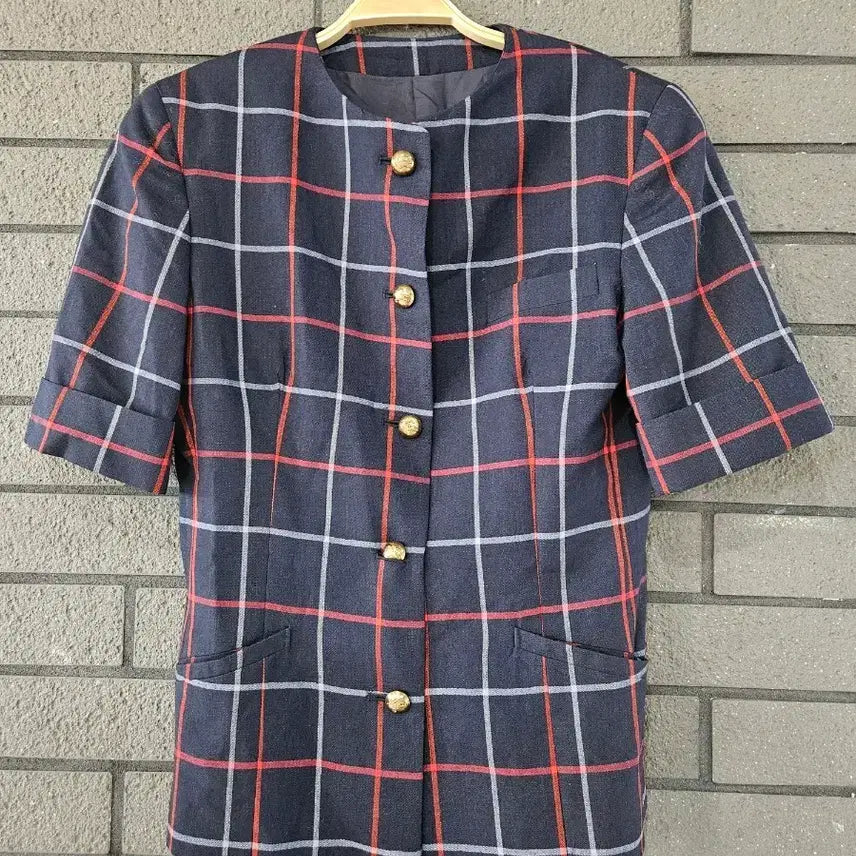 [BUNJANG] Vintage Burberrys 100% Wool Check Short Sleeve Jacket / [정품/영국산] 빈티지 버버리(Burberrys) 100% 울 체크 반팔 자켓