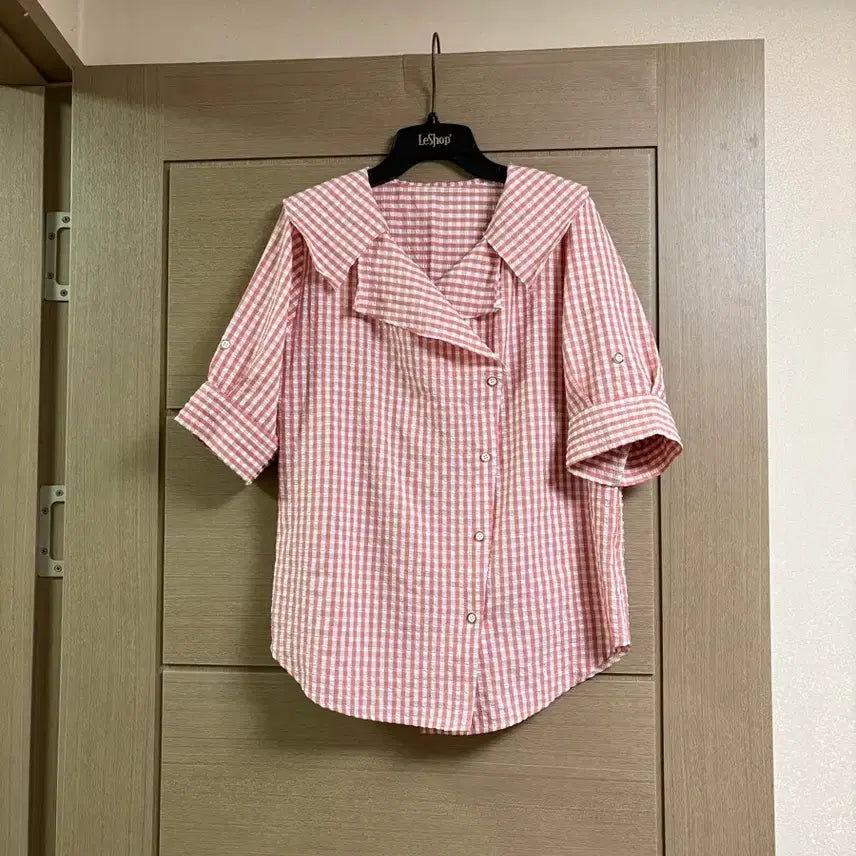 [BUNJANG] Seersucker Check Blouse / (새상품) TOP 지지미 체크 블라우스