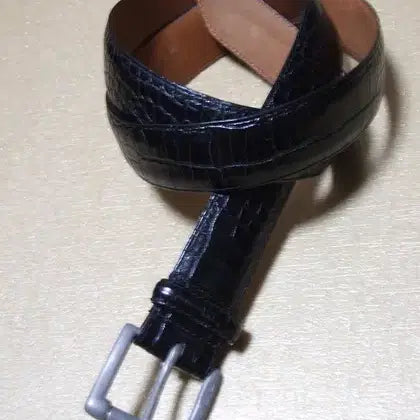 [BUNJANG] Polo Ralph Lauren Crocodile Embossed Leather Belt / 폴로 POLO 악어무늬 가죽벨트 허리32-36까지 사용감안쪽있슴