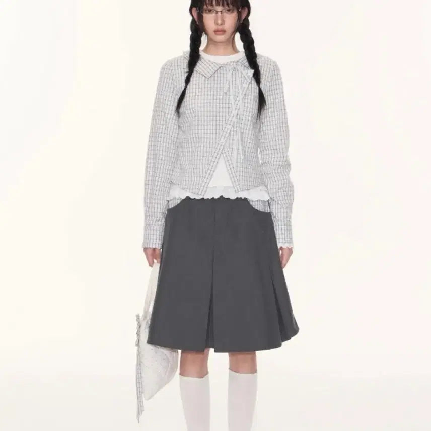 [BUNJANG] Takeanap Asymmetric Check Shirt Skirt Set / Takeanap 언발란스 체크 셔츠 스커트