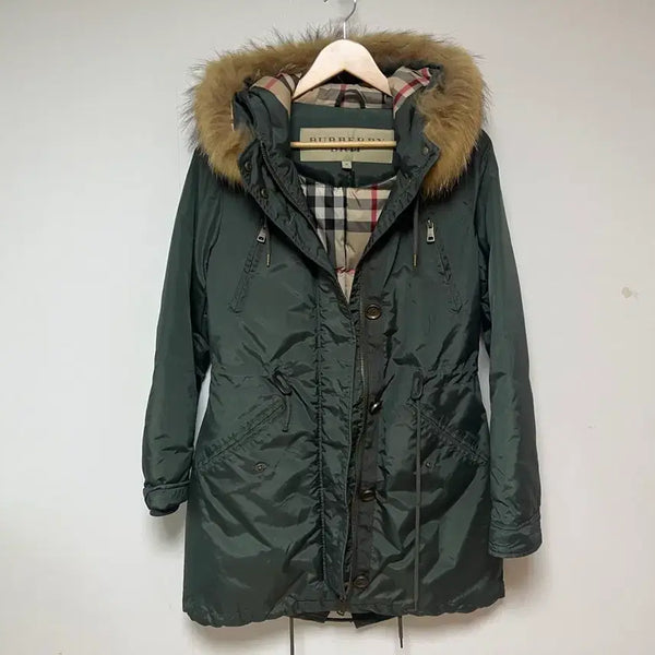 [BUNJANG] Burberry Brit Khaki Racoon Fur Down Long Padding Jacket (Size M) / [정품] 버버리 브릿 카키 라쿤퍼 다운 롱 패딩 (M사이즈)