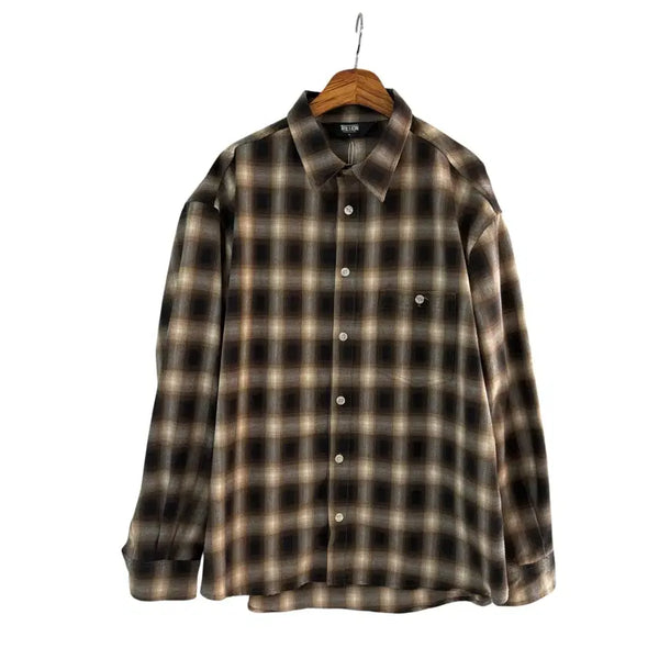 [BUNJANG] Trillion One Pocket Ombre Check Shirt Brown M / 트릴리온 원포켓 옴브레 체크 셔츠 브라운 M 정품