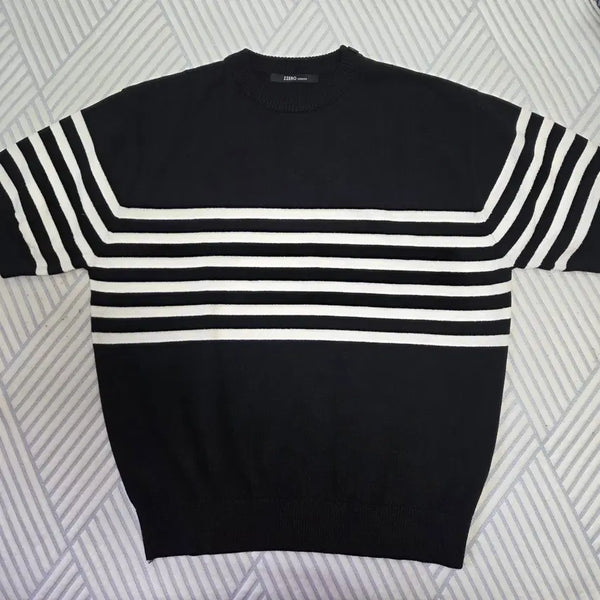 [BUNJANG] Songzio Homme Striped Short Sleeve Knit S / 송지오옴므 스트라이프 반팔 니트 S