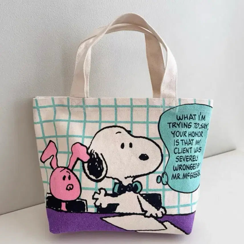 [BUNJANG] Peanuts Snoopy Rabbit Canvas Tote Bag / 일본수입 PEANUTS SNOOPY캔버스토트백 토끼스누피손가방