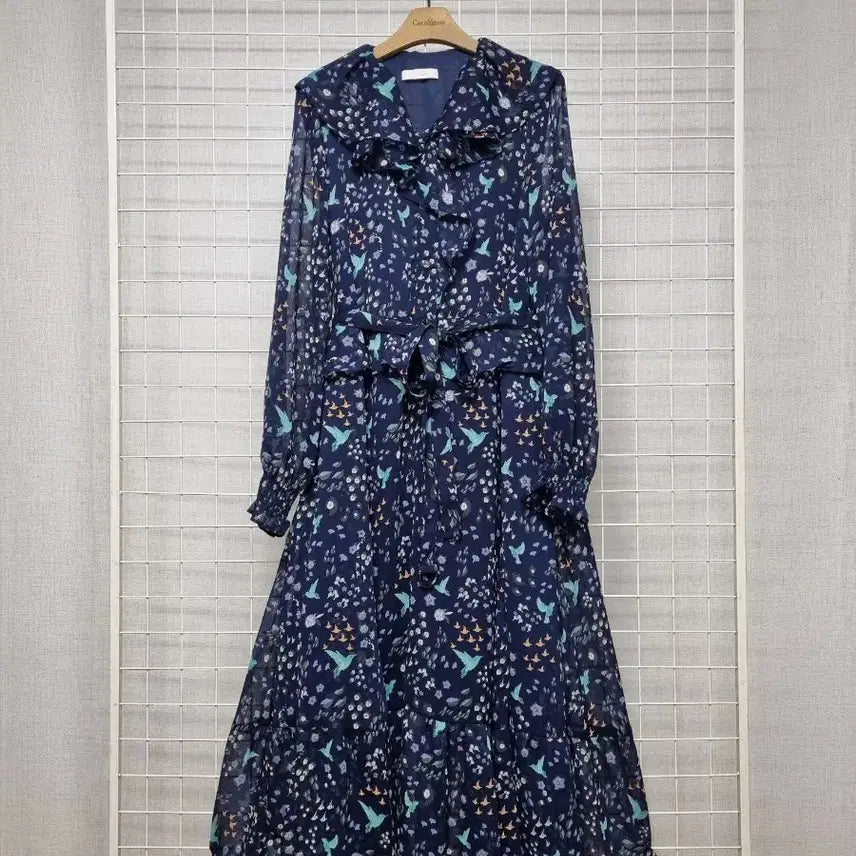 [BUNJANG] J.J. GOTS Navy Chiffon Dress / JJ지고트 네이비 쉬폰원피스