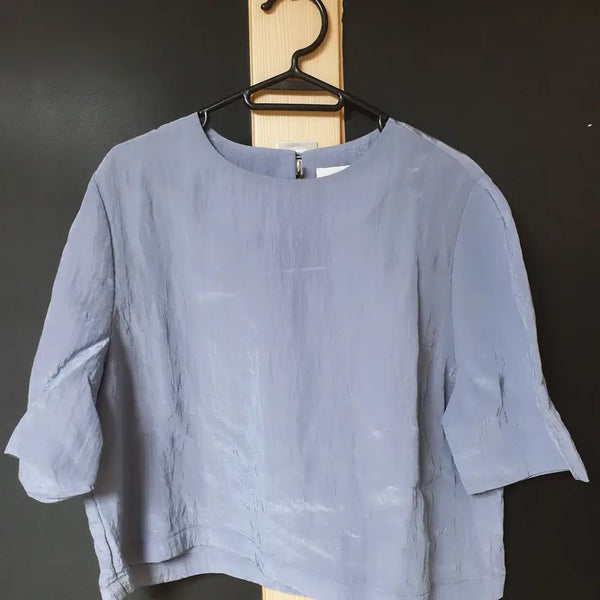[BUNJANG] Genuine Man Won Balloon Blouse / 진짜만원 ONE 반팔 벌룬블라우스 66 77 블루 2
