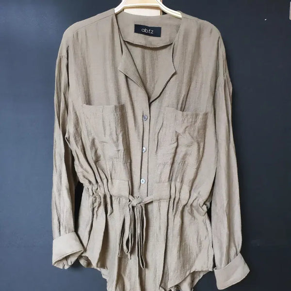 [BUNJANG] Women's Waist Tie Shirt Jacket Khaki / 진짜만원 55~88 abfz 허리묶음 셔츠자켓 2021 카키