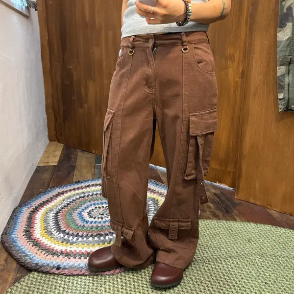 [BUNJANG] Vintage Women's Strap Multi-Pocket Cargo Pants / 빈티지 여성 스트랩 멀티포켓 카고팬츠 (h249)