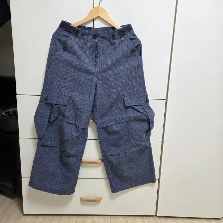 [BUNJANG] Blue Cargo Wide Pants (Free Size) / (실착2회) 블루 카고 와이드팬츠 프리사이즈
