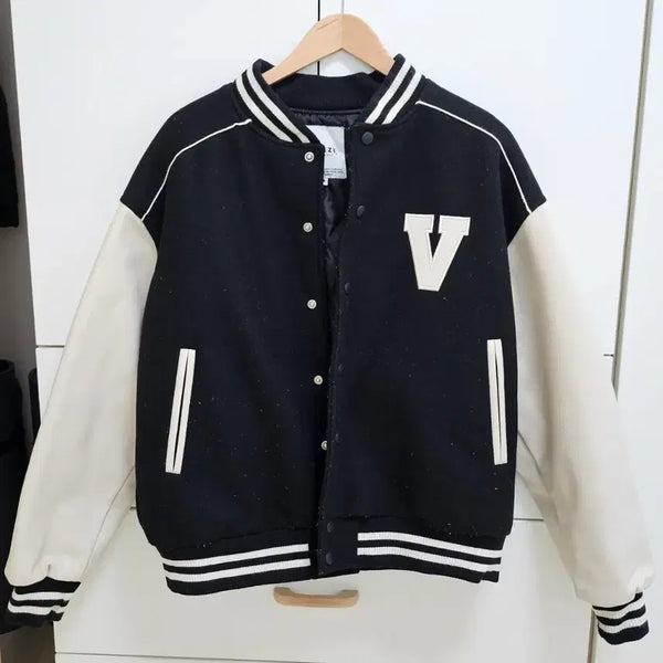 [BUNJANG] Veteze Varsity Jacket Black M / 베테제 바시티자켓 블랙 M