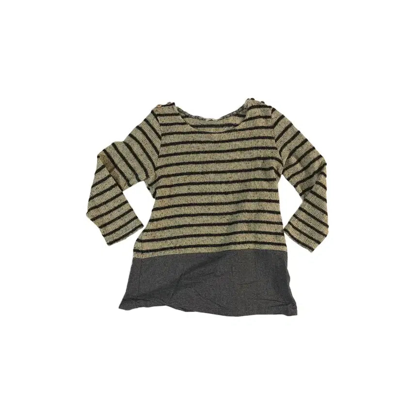 [BUNJANG] Vintage Striped Knit Long Sleeve T-Shirt / 빈티지 스트라이프 니트 긴팔티