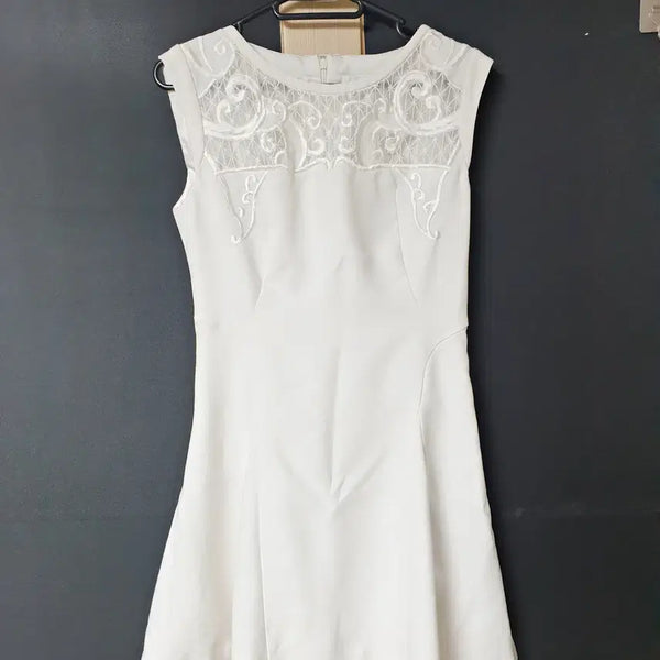 [BUNJANG] A-Line Mini Dress White / 진짜만원 라인 레이스 A라인 미니원피스 55 화이트