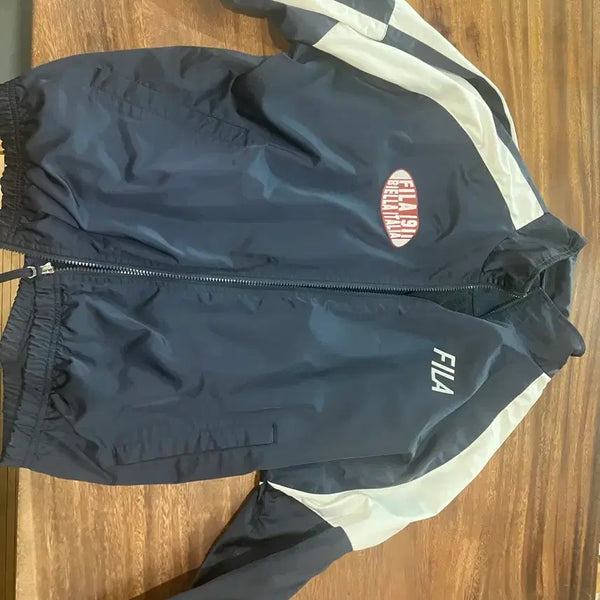 [BUNJANG] Fila Colorblock Zip-Up Jacket Navy White / 휠라 집업 자켓 네이비 흰색 배색