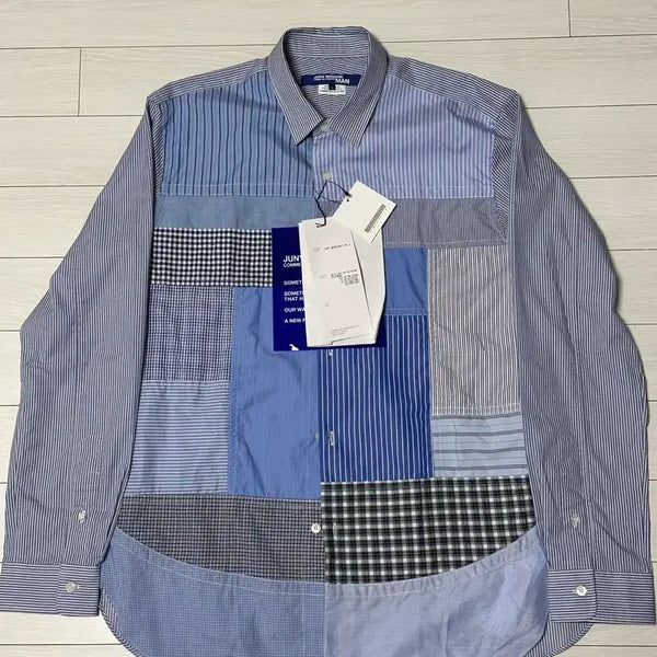 [BUNJANG] Junya Watanabe MAN Stripe Patchwork Shirt / [새상품, L] 준야 와타나베 맨 스트라이프 패치워크 셔츠