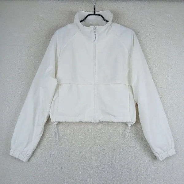 [BUNJANG] SPAO Women's Cropped Zip-Up Windbreaker Jacket White / 스파오 여성 크롭 숏 집업 바람막이 자켓 화이트(55)