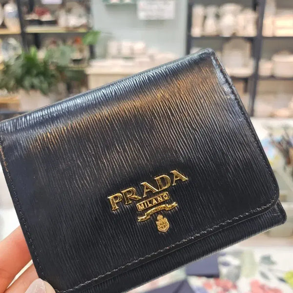 [BUNJANG] Prada Vitello Move Bi-Fold Wallet Black / 정품 프라다 비텔로 3단 반지갑