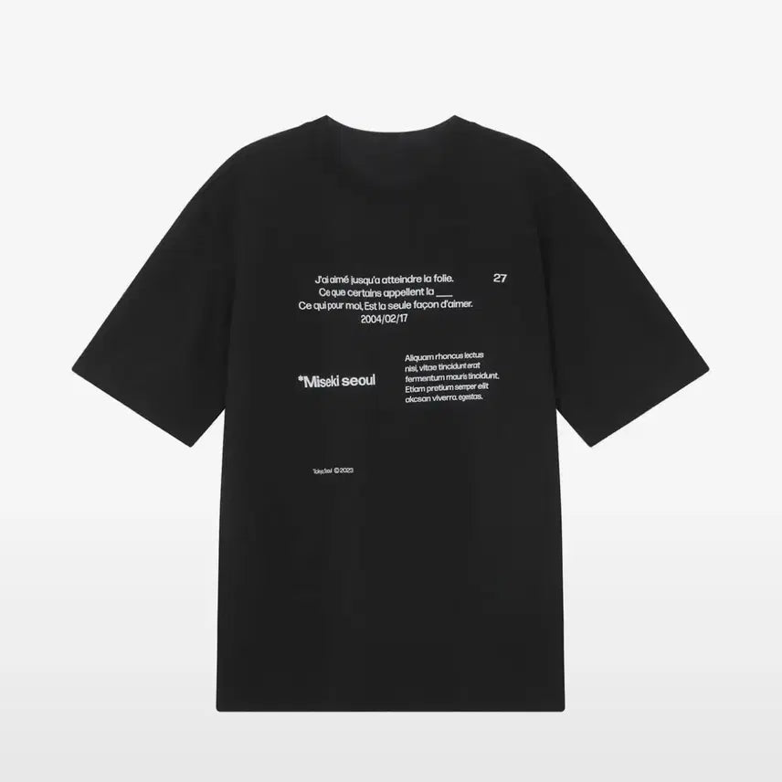 [BUNJANG] Miseki Seoul Typography Short Sleeve T-Shirt Black / 미세키서울 typography short sleeves BLACK
