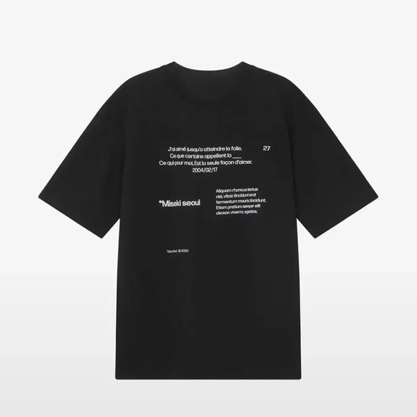 [BUNJANG] Miseki Seoul Typography Short Sleeve T-Shirt Black / 미세키서울 typography short sleeves BLACK