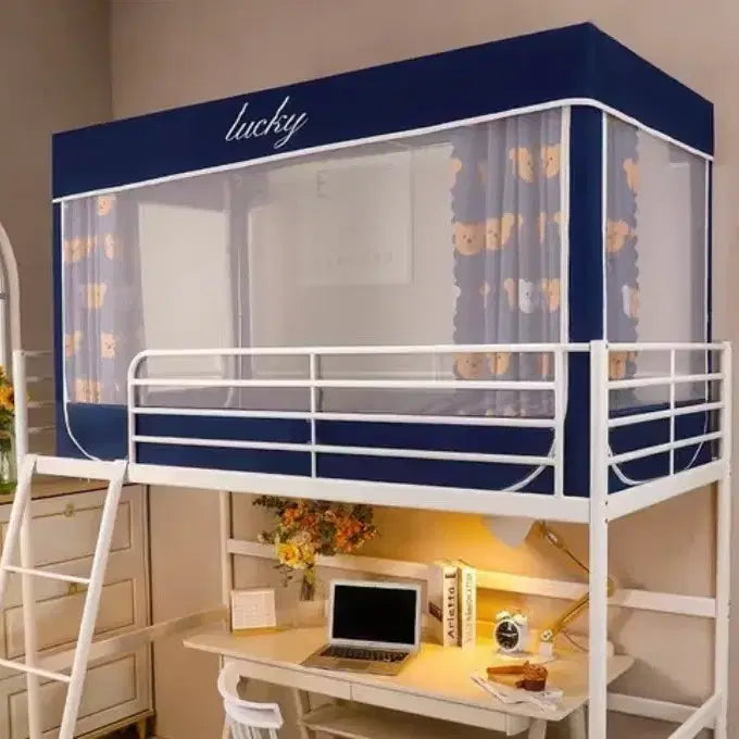 [BUNJANG] Bunk Bed Curtain with Mosquito Net - Four Seasons Use / 2층침대 커튼 가리개 학생 기숙사 침대 커튼 사계절 1인용 난방텐트 침대 암막텐트 모기장 일체형 침실 기숙사 용