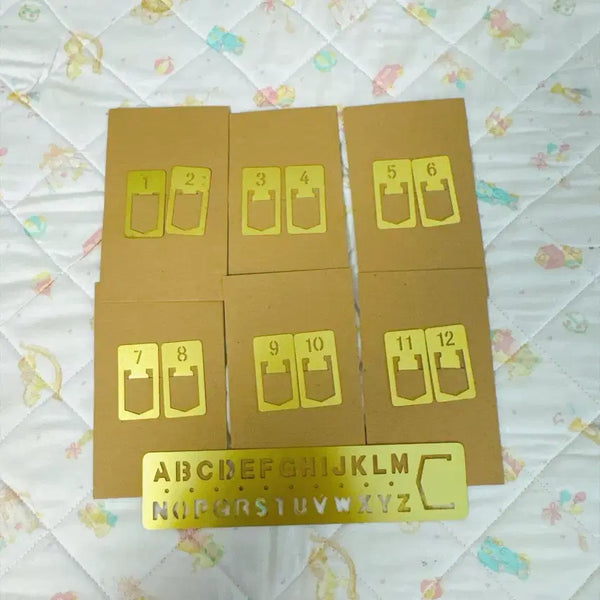 [BUNJANG] Brass Monthly Bookmark + Shape Stencil Set / 황동 먼슬리 북마크 + 모양자 스텐실 일괄