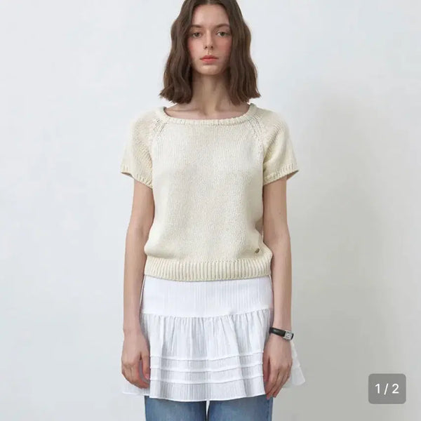 [BUNJANG] SHADRAMA Square Neck Half Knit - Ivory / 샤드라마 니트 square neck half knit