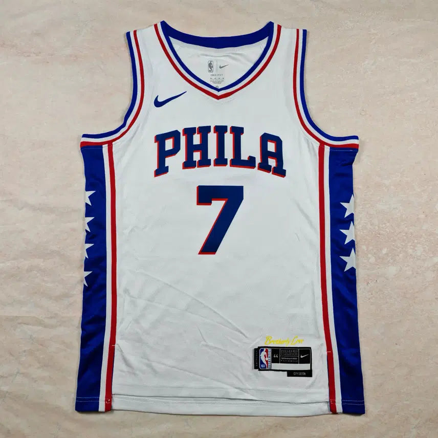 [BUNJANG] Philadelphia 76ers Ben Simmons #7 Basketball Jersey / NBA 필라델피아 76ers 브라운 7번 농구 유니폼 남성 조끼 팬 저지 홈 화이트 운동복