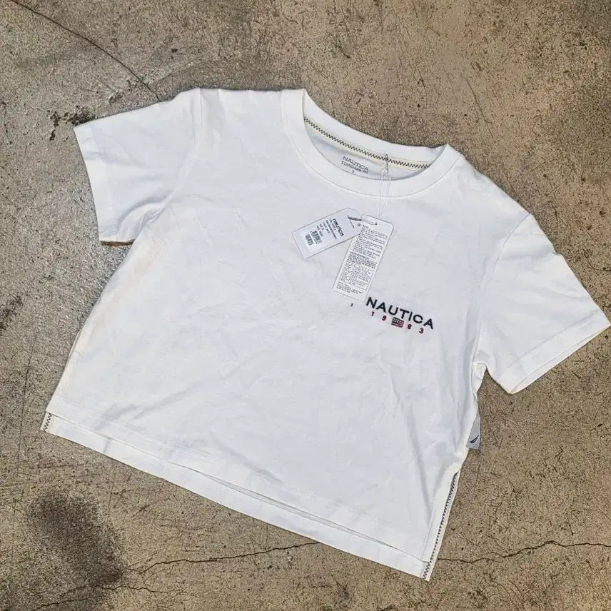 [BUNJANG] Nautica Cropped Short Sleeve T-Shirt White S / 노티카 크롭 반팔티 화이트