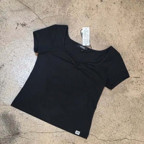 [BUNJANG] FAD Square Neck Short Sleeve T-Shirt / 에프에이디 스퀘어넥 반팔티