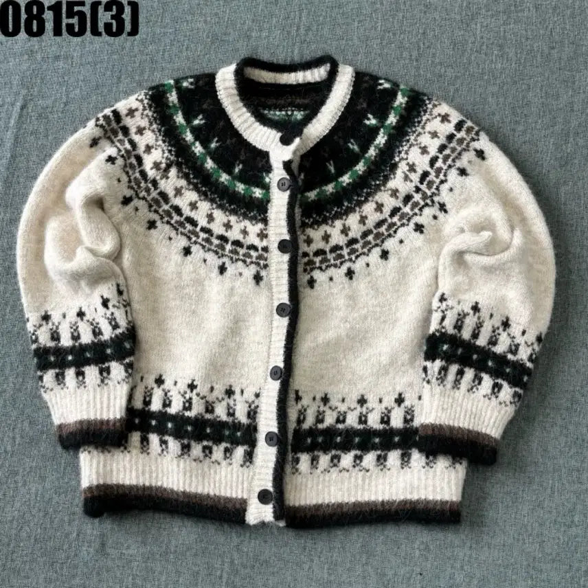 [BUNJANG] Nordic Pattern Cardigan Beige / 노르딕 패턴 가디건 베이지 8/15