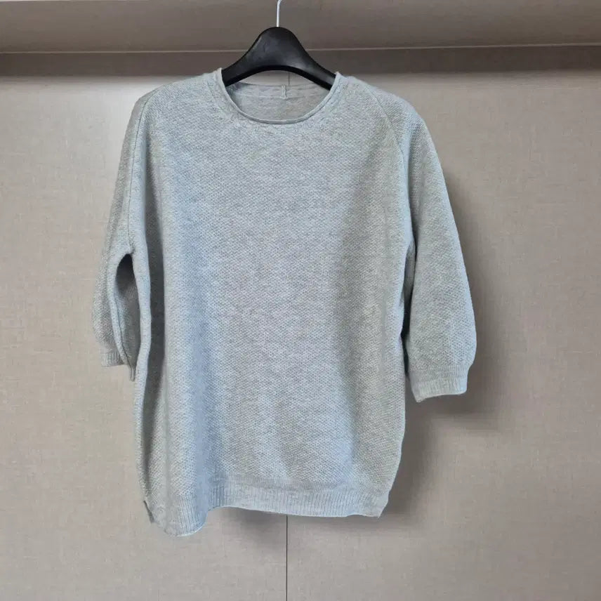 [BUNJANG] Women's Cashmere Blend Round Neck Knit Sweater - Grey / 프리)새제품 여성 캐시미어 혼방 라운드 니트 그레이