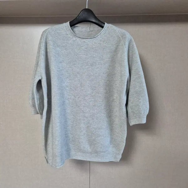 [BUNJANG] Women's Cashmere Blend Round Neck Knit Sweater - Grey / 프리)새제품 여성 캐시미어 혼방 라운드 니트 그레이
