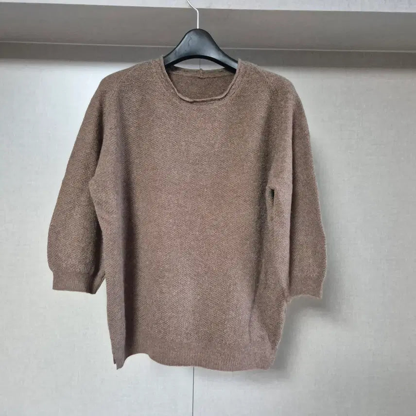 [BUNJANG] Women's Cashmere Blend Round Neck Knit - Brown / 프리)새제품 여성 캐시미어 혼방 라운드 니트 브라운