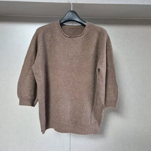 [BUNJANG] Women's Cashmere Blend Round Neck Knit - Brown / 프리)새제품 여성 캐시미어 혼방 라운드 니트 브라운