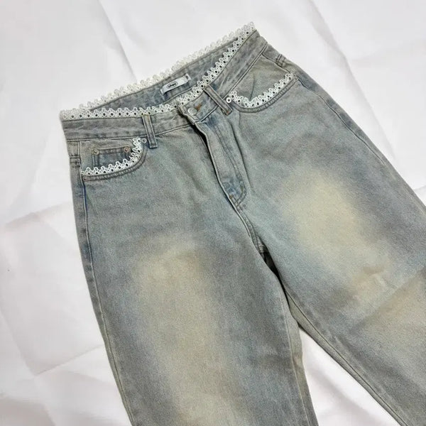 [BUNJANG] Lace Denim Pants (M) / 레이스 데님 팬츠