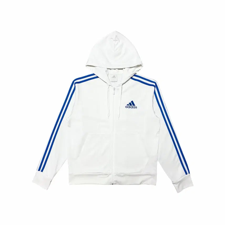 [BUNJANG] Adidas White Blue Track Jacket Hoodie (L) / 아디다스 흰파 화이트 블루 져지 후드집업 (100/L)