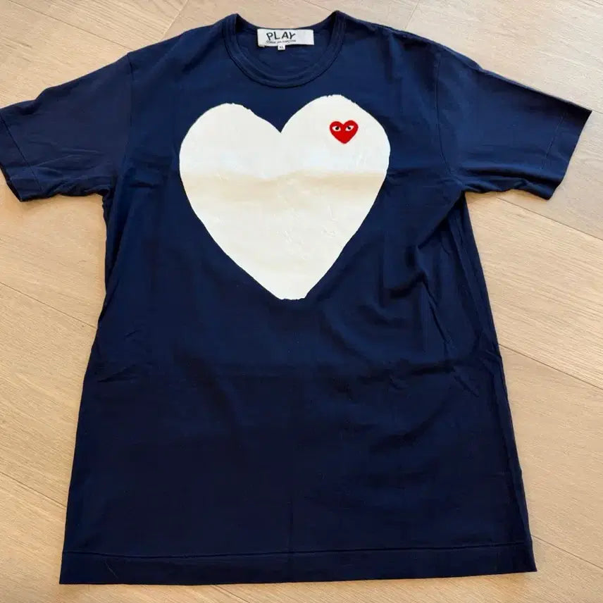 [BUNJANG] Comme des Garçons PLAY Heart Logo Patch Short Sleeve T-shirt XL / 꼼데가르송 플레이 하트 와펜 반팔티 XL