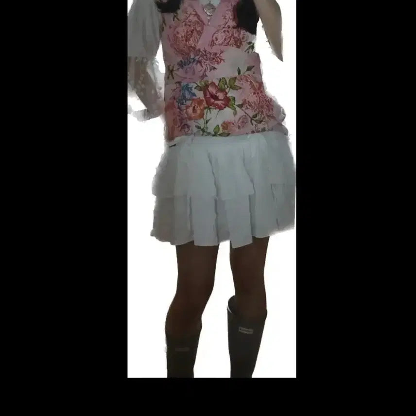 [BUNJANG] Floral Blouse and Oriental Vest Set / 플로럴 블라우스+오리엔탈 베스트 /모리걸 하구미 빈티지코디 /