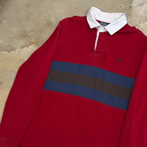 [BUNJANG] Polo Ralph Lauren Striped Rugby T-Shirt / XL 폴로랄프로렌 스트라이프 레드 기모 럭비 티셔츠