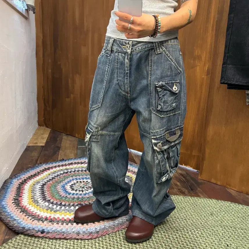 [BUNJANG] United Vintage Panel Cargo Denim Pants / United 빈티지 절개 카고 데님팬츠 (h252)