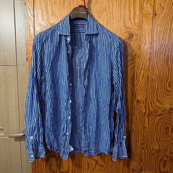 [BUNJANG] Ralph Lauren Purple Label Stripe Linen Shirt / 랄프로렌 퍼플라벨 스트라이프 린넨 셔츠