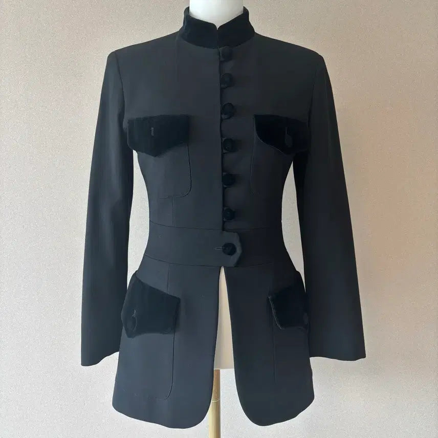 [BUNJANG] Moschino Black Velvet Trim Wool Jacket / [정품]Moschino 모스키노 블랙 벨벳 포인트 자켓