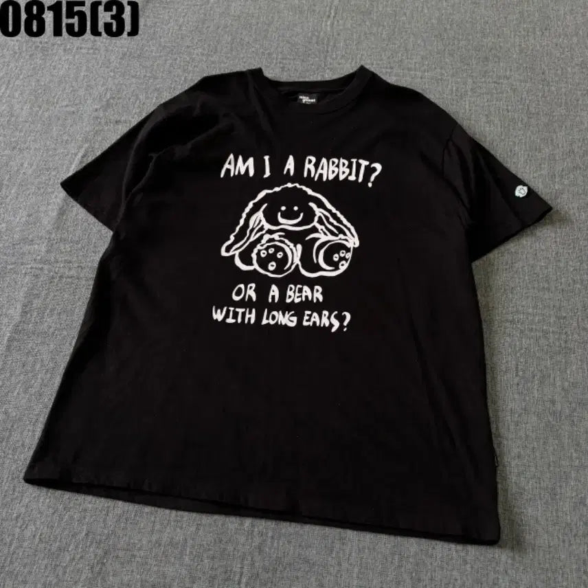 [BUNJANG] Nice Ghost Club Rabbit Bear Printing T-Shirt Black XL / 나이스 고스트 클럽 반팔티 블랙 토끼곰 프린팅 XL 105 8/15