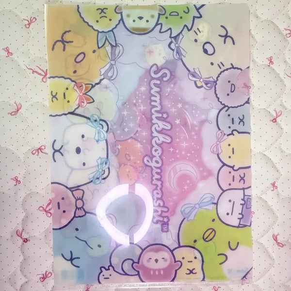 [BUNJANG] Sumikko Gurashi A4 Clear File L Holder Pastel Night Sky Ribbon / 스미코구라시 A4 클리어화일 L홀더 파스텔 밤하늘 리본