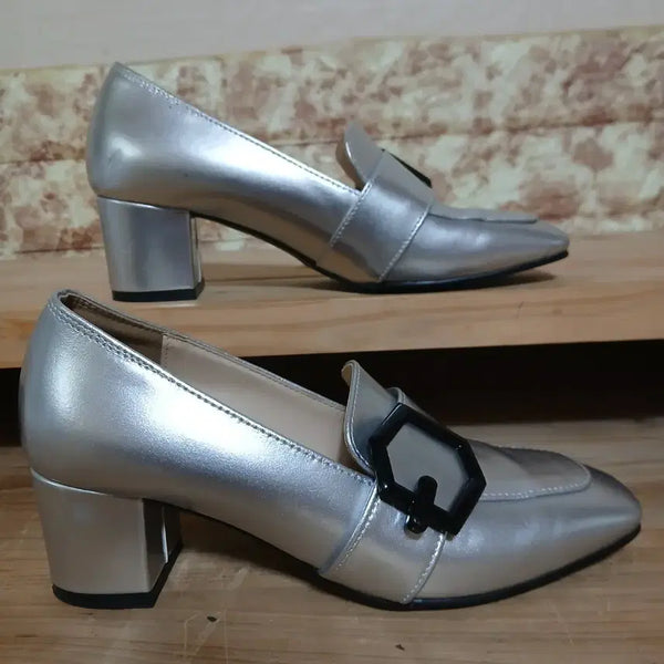 [BUNJANG] Jack & Jill Silver Metallic Loafers Size 225 / (117) 잭앤질 실버 메탈릭 로퍼 225