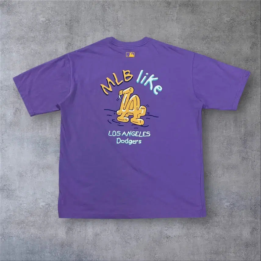 [BUNJANG] MLB LA Dodgers Big Logo Purple T-Shirt / MLB LA다저스 빅로고 퍼플 반팔티