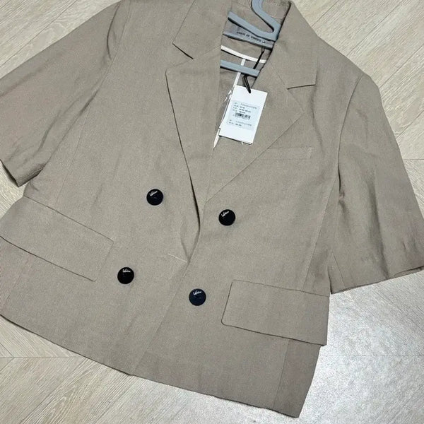 [BUNJANG] VOV Linen Short Sleeve Jacket Beige Size 55 / 보브  vov 반팔 린넨 자켓 베이지 55