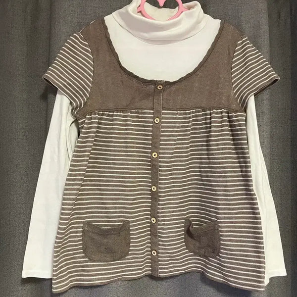 [BUNJANG] Mori Girl Layered Blouse T-Shirt / 모리걸 레이어드 블라우스 티셔츠 하구미