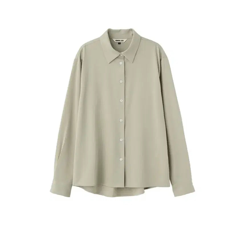 [BUNJANG] General Idea Semi Loose Silky Shirt Khaki S / 재너럴아이디어 세미 루즈 실키 셔츠 카키 S