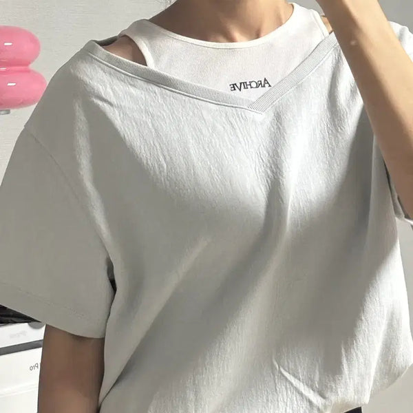 [BUNJANG] VOV Off-Shoulder Short-Sleeve T-Shirt / 보브 vov 오프숄더 반팔티